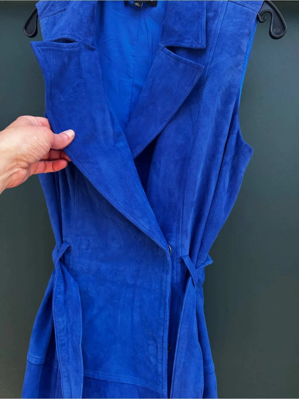 Banana Republic Cobalt Blue Sleeveless Suede Wrap Midi Dress - Picture 6 of 13